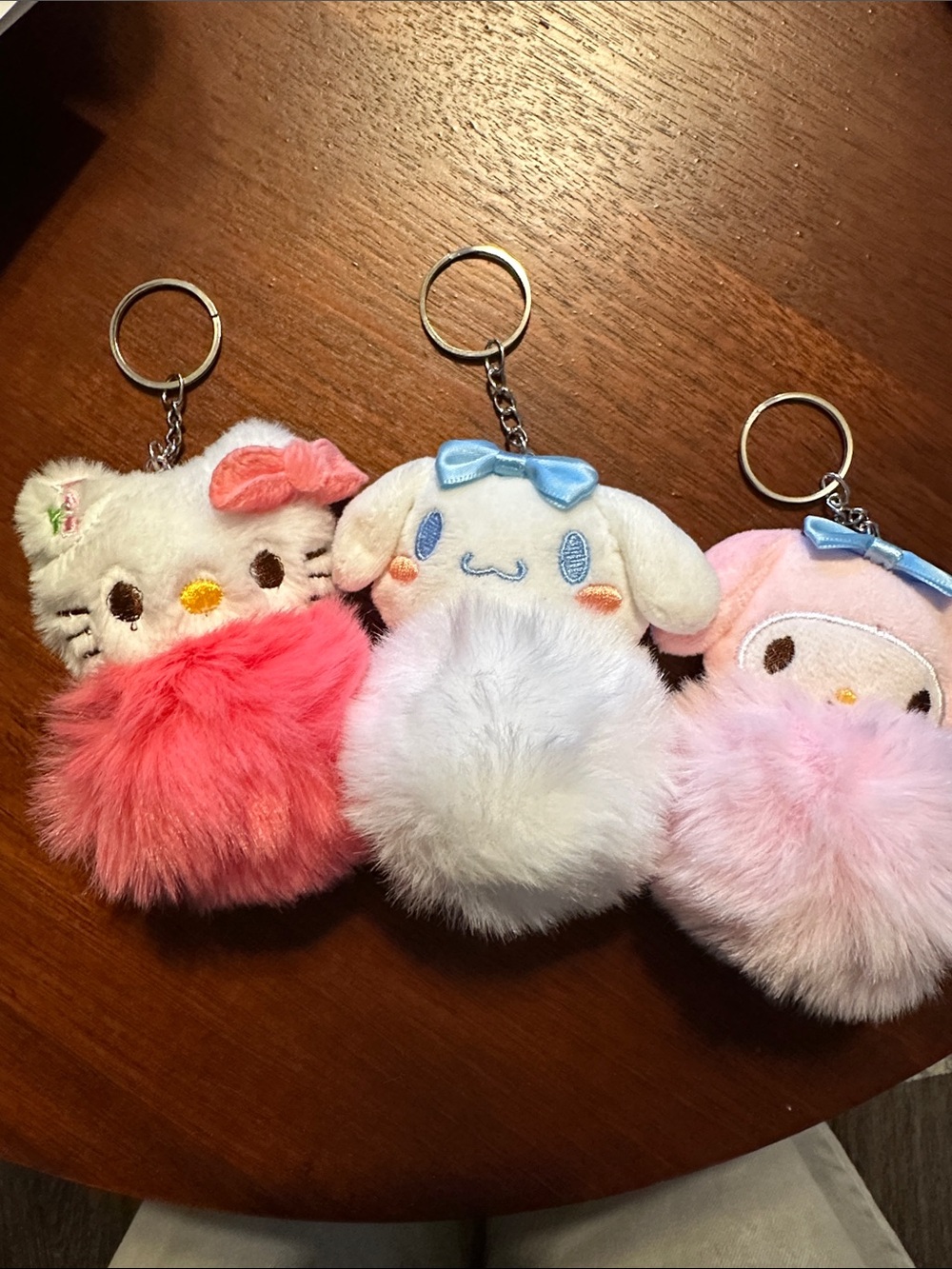 Plush Pom Keychain Bag Charms- Pink, White, Light Pink